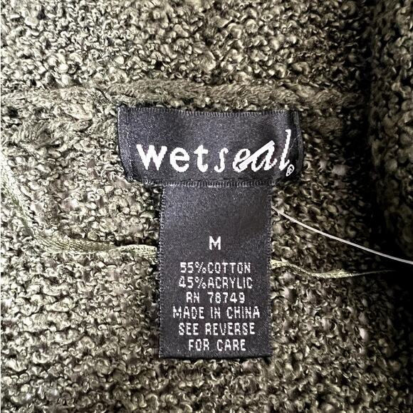 Wet Seal Olive Green & White Striped Knitted Open Front Cardigan Womens Size M - Picture 5 of 8